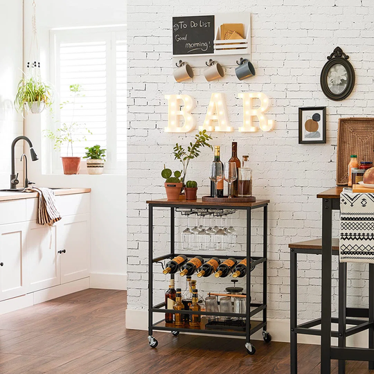 Peppadew 10 Bottle Floor Wine Bottle & Glass Rack in Black/Brown