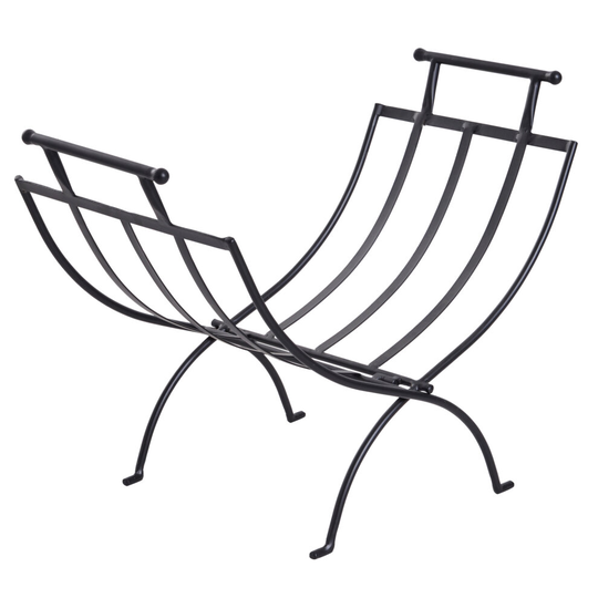 Outsunny Folding Wood Log Holder Matte Metal Storage Rack w/ Handle