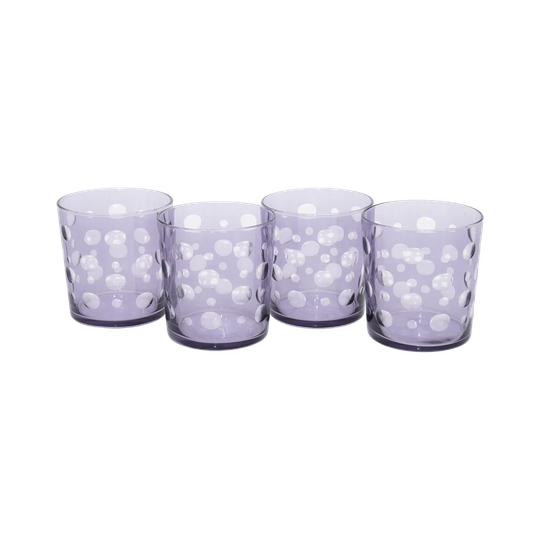 Bubble Set Of 4 Glass Tumblers, Purple, 380 Ml