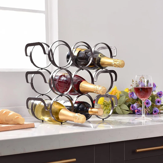 3 Tier Stackable Wine Rack, 9 Bottles Countertop Wine Storage Stand Shelf, Tabletop Free Standing Wine Organizer Holder For Home Kitchen Bar Cabinets,