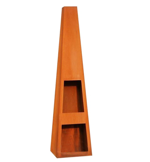Rusty Steel Garden Fireplace TEXAS 118X40x40 Cm With Storage