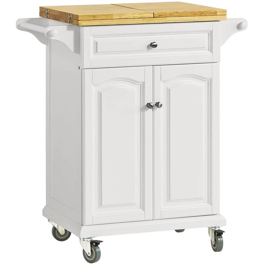 Meidell 120 Cm Kitchen Trolley with Solid Wood Top