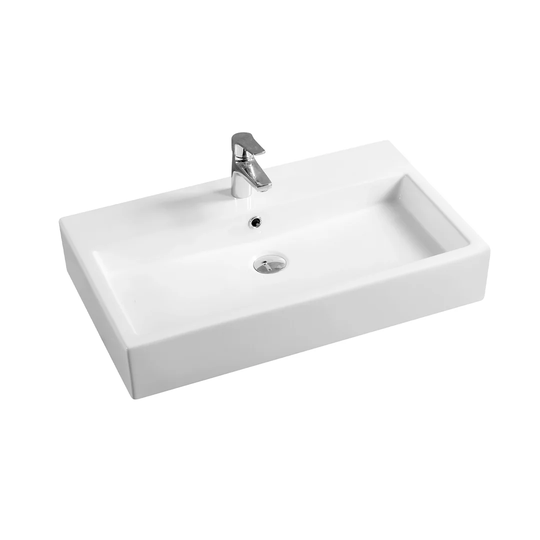 Thick-Edge Ceramic 51Cm Narrow Inset Basin With Rectangular Full Bowl