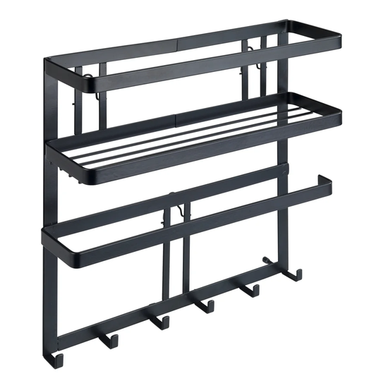 WENKO Multifunctional Shelf Gala, Kitchen Shelf With Kitchen Roll Holder & Rail Incl. 6 Hooks