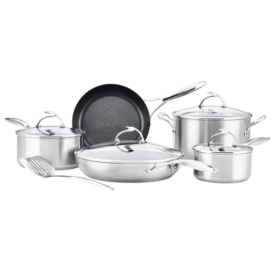 Steelshield S-Series Stainless Steel - Induction 5 Piece Cookware Set With Bonus Utensil - Non Stick - Dishwasher Safe - Stay Cool Handles And Glass L