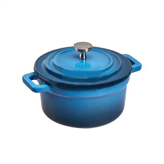 Commercial Enamelled Cast Iron Covered Mini Cocotte, 292 Grammes, Blue