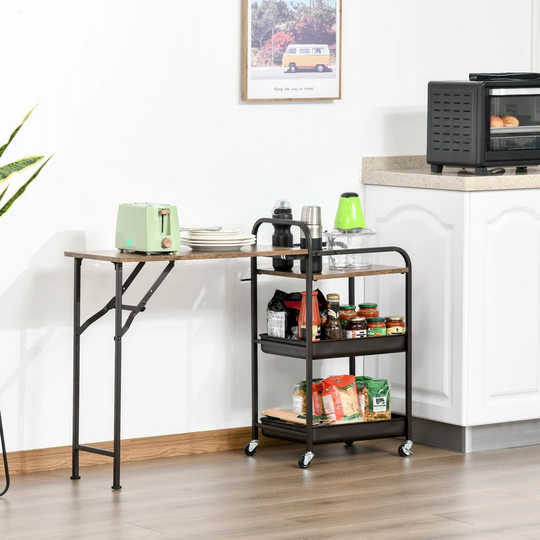 Som 118 Cm Iron Kitchen Trolley with Locking Wheels