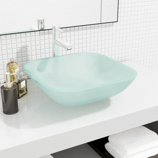 Adamm Glass Square Countertop Basin Bathroom Sink