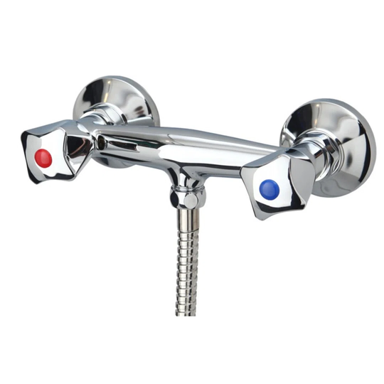 Shower Chrome Mixer Bathroom Wallmounted Classic Tap Two Handle Design