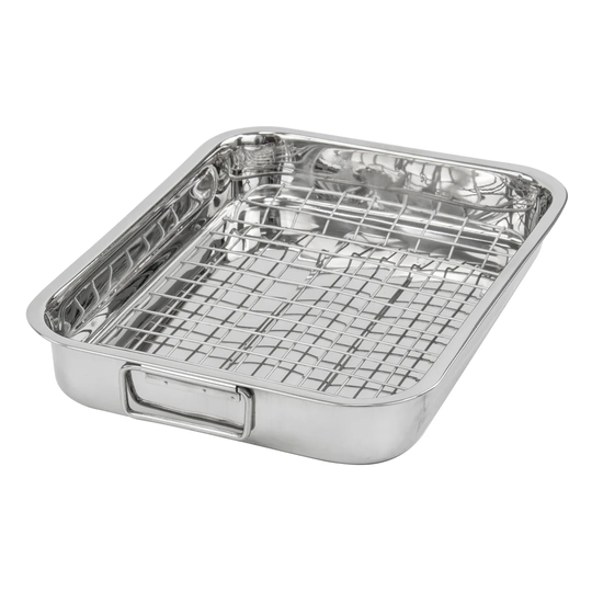 SQ Professional Lustro Stainless Steel Roasting Tray with Rack