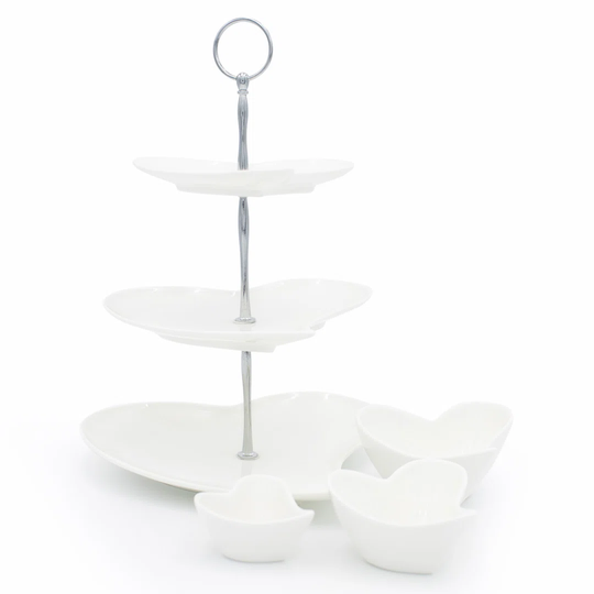 Maxwell & Williams Heart Shaped Cake Stand And Heart Shaped Dish Set