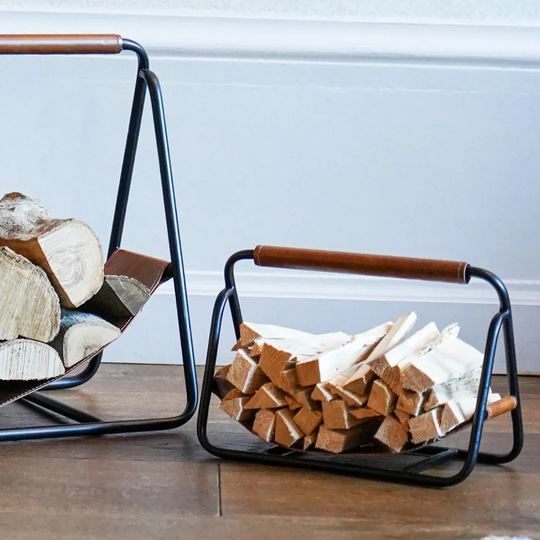 Blasford Hanging Leather Kindling Holder Iron Fireplace Tool