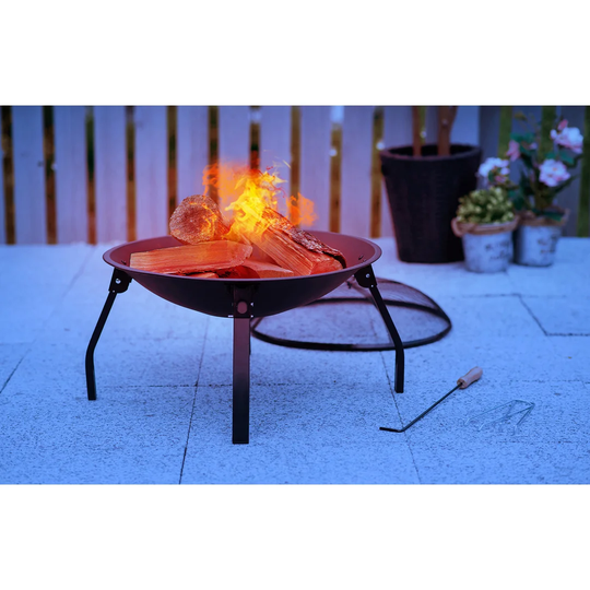 Bumber 40Cm H x 55Cm W Cast Iron Outdoor Fire Pit with Lid