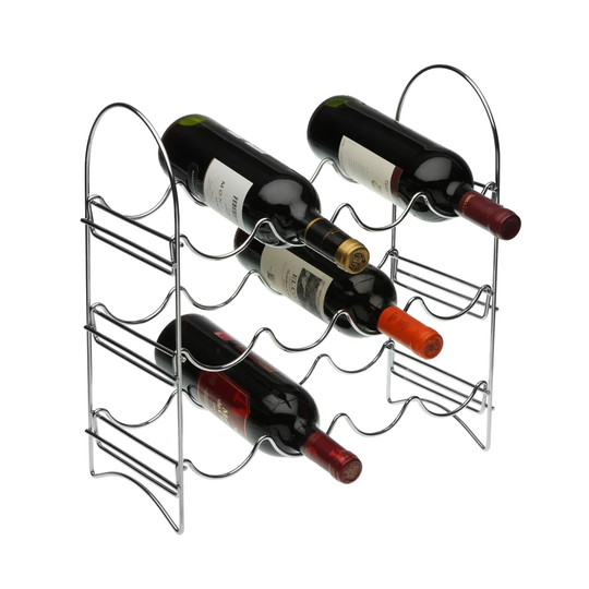 Mott 12 Bottle Floor Wine Bottle Rack in Silver
