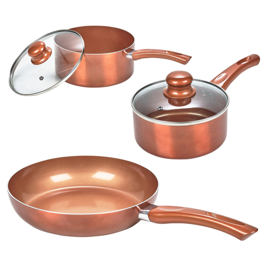 3 PCS URBN-Chef Italian Copper Cookware Saucepan Pot Set
