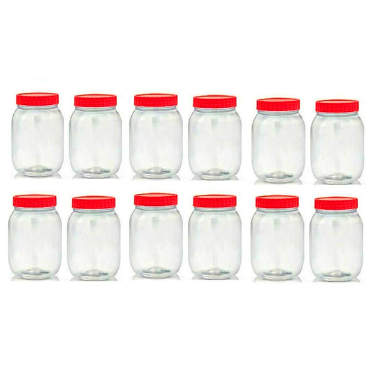 12 X 2000Ml BPA FREE Clear Plastic Storage Pet Jars Containers Canisters Pots Screw Top