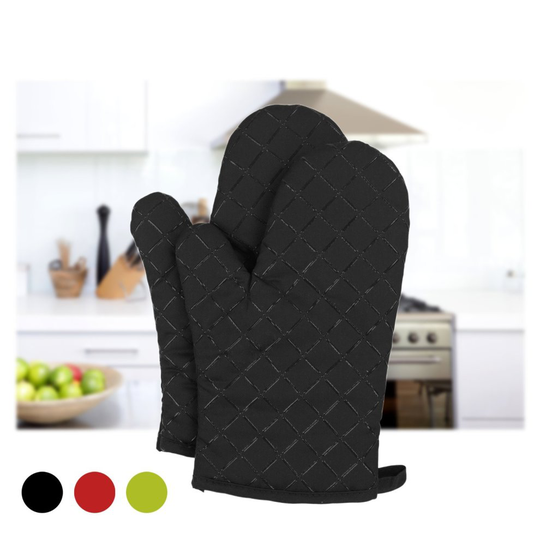 Dualeco Heat Resistant Silicone Oven Gloves, Non-Slip Cotton Quilted Kitchen Gloves, Mitts For Cooking, Grilling, Baking, Barbecue Potholder 1...