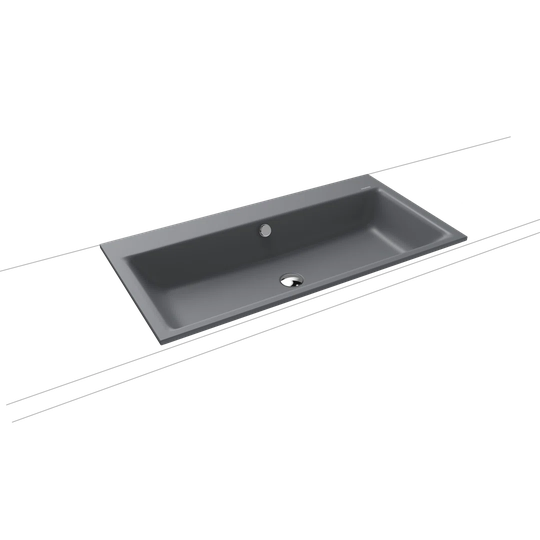 Cold Grey Metal Rectangular Inset Basin Bathroom Sink