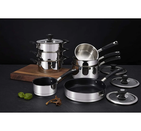 Tower 8 Piece Stainless Steel Non Stick Cookware Set