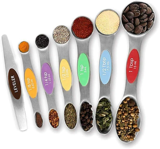 6Pcs Measuring Spoons Multi Chef Craft Stainless Steel Magnetic Measuring Coffee Spoons Dual Sided