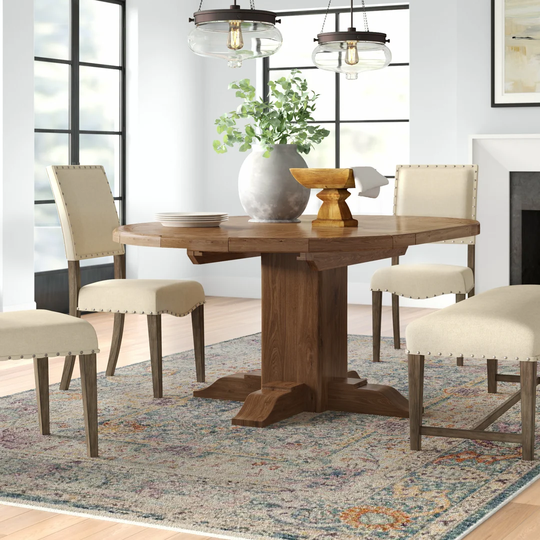 125Cm Butterfly Leaf Solid Oak Pedestal Dining Table