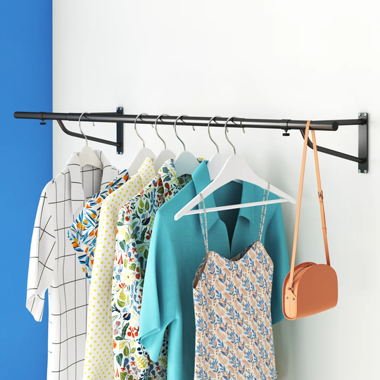 124cm Wide Wall Mountable Garment Wardrobe Rail