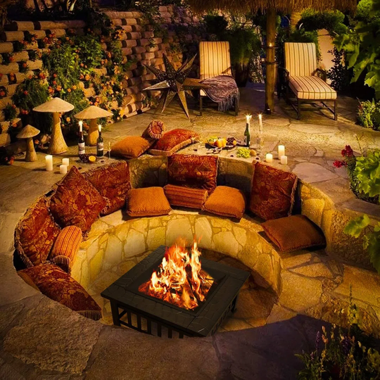 36.5Cm H x 81Cm W Wood Burning Outdoor Fire Pit with Lid