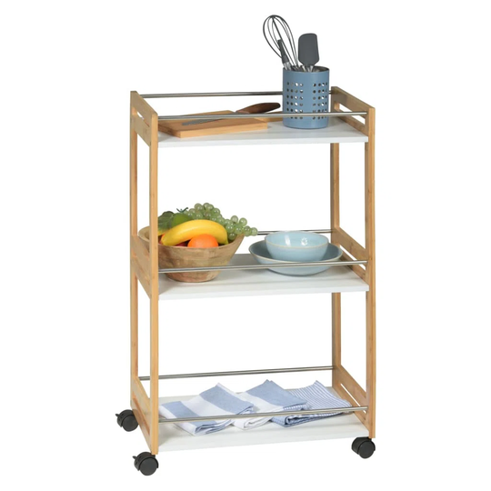 Excellent Houseware Kitchen Trolley With 3 Shelves Bamboo