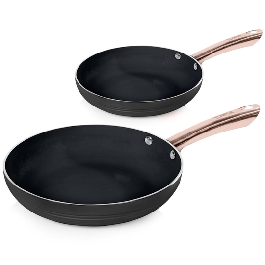 Tower Linear Frying Pan Set, Non-Stick Ceramic Aluminium Black/Rose Gold 24/28cm