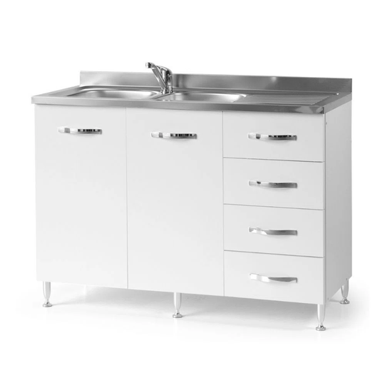 Sink Unit With Drawers 120 White Ashboard Right