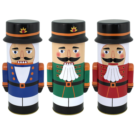 (3 Tins) Cookie Tin Jar Biscuit Christmas Santa Xmas Metal Dry Food Nutcracker Tea Coffee