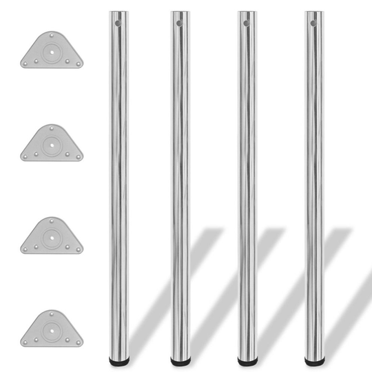 vidaXL 4x Table Legs Chrome 1100mm Height Adjustable Worktop Desk Foot Part