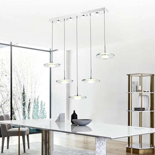 5 - Light Kitchen Island Tiered LED Pendant