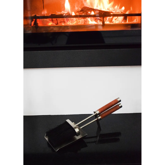 Corbin Leather Handle 2 Piece Steel Fireplace Tool Set