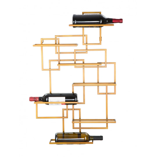 Roanne 7 Bottle Wall Mounted Metal Wine Bottle Rack in Gold