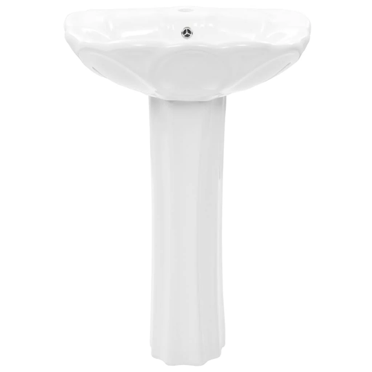 Laskowski 67.5Cm White Ceramic U-Shaped Bathroom Sink