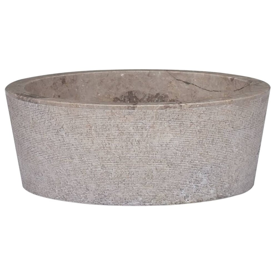 vidaXL Sink Grey Ø40x15 cm Marble Natural Stone Basin Washroom Bathroom Home