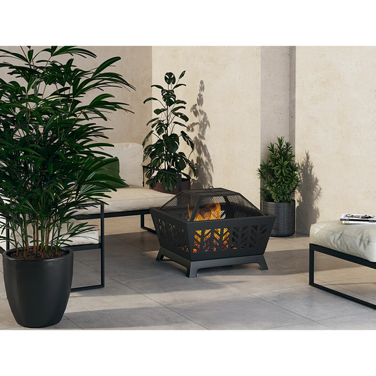 Dontavious 54.5Cm H x 66Cm W Iron Outdoor Fire Pit with Lid