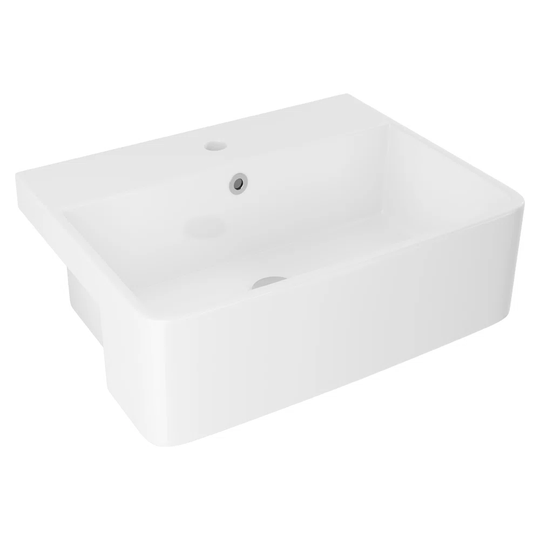 Kiyuanna White Ceramic U-Shaped Wall Mount Bathroom Sink with Overflow