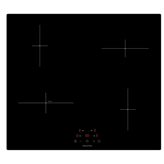 60cm 4 Zone Induction Hob with Touch Control Black