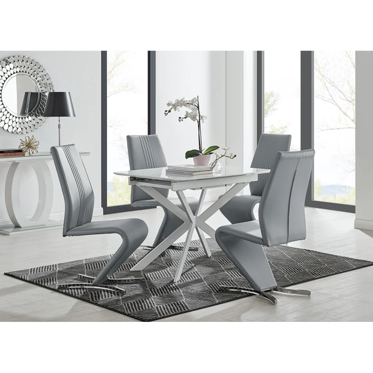 Chowchilla 100 Extending Dining Table And 4 Grey Chairs