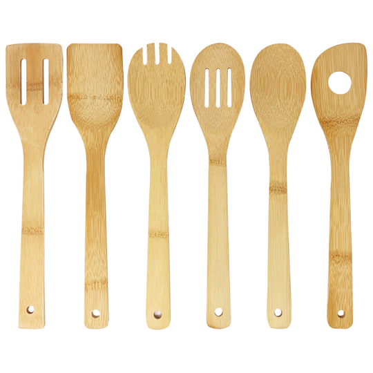 6 Resistant & Stylish Bamboo Wooden Kitchen Utensils