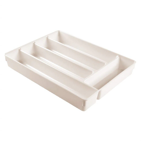 Cutlery Tray Plastic Drawer Insert With 5 Storage Compartments Cutlery Organiser For Kitchen Drawers Cream