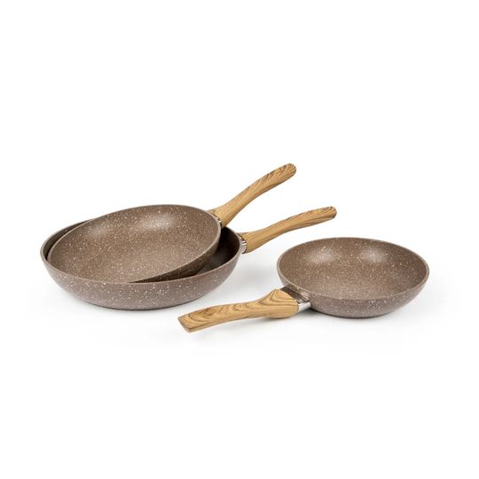 Wood & Stone 3-Piece Non Stick Frying Pan Set