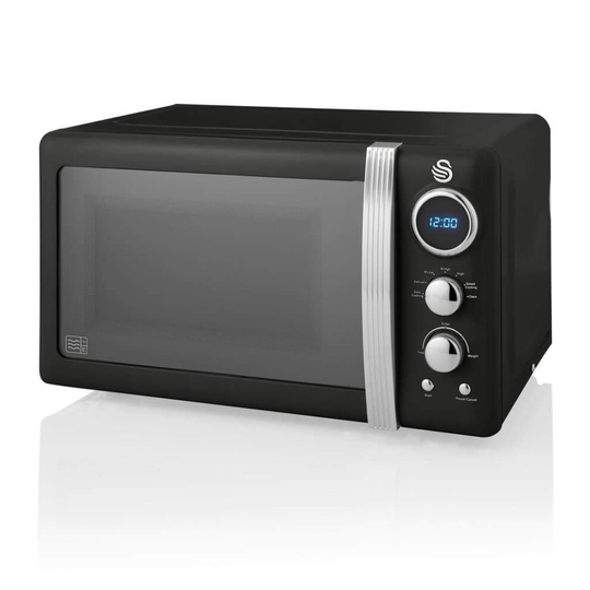 (Black) Swan Retro Digital LED 20L Microwave 800W Freestanding Countertop Five Power Levels