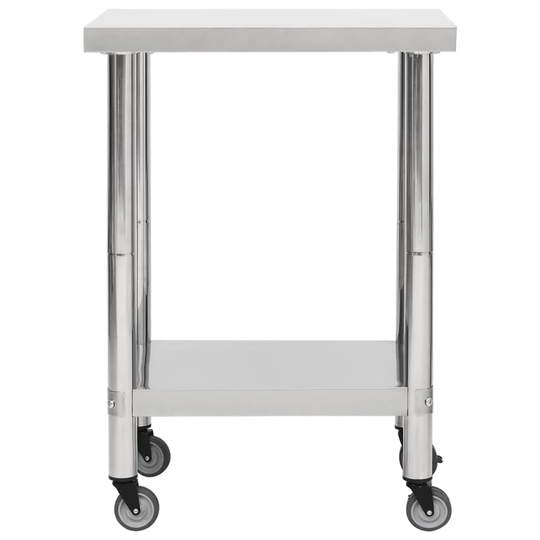 Birche 60 Cm Stainless Steel Prep Table with Locking Wheels