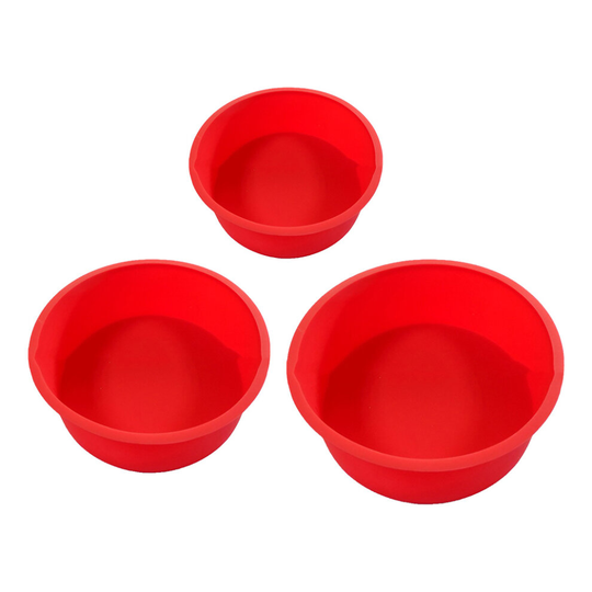 Pack of 3 Cake Moulds Silicone Non-stick Heat-resistant Round DIY Kitchen Cupcake Baking Pans Oven Trayss