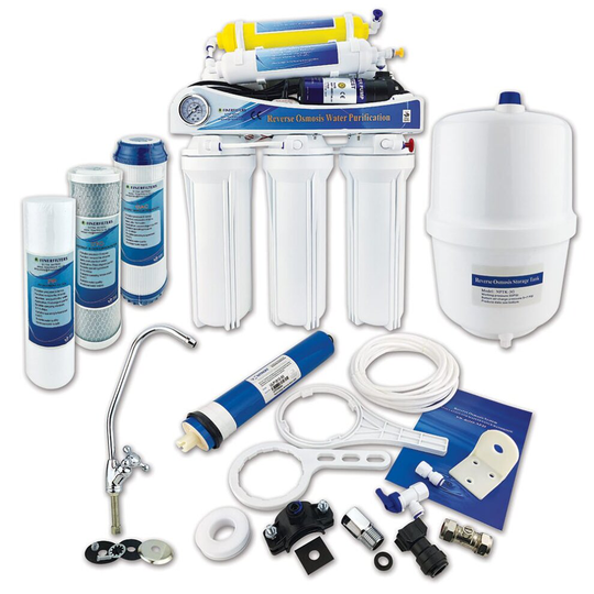 Finerfilters 6 Stage Domestic Reverse Osmosis Under Sink System with Diaphragm Booster Pump