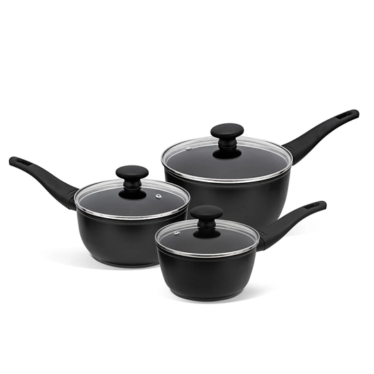 Prestige Thermo Smart 3 piece Aluminium NonStick Induction sauce pan set with glass lids