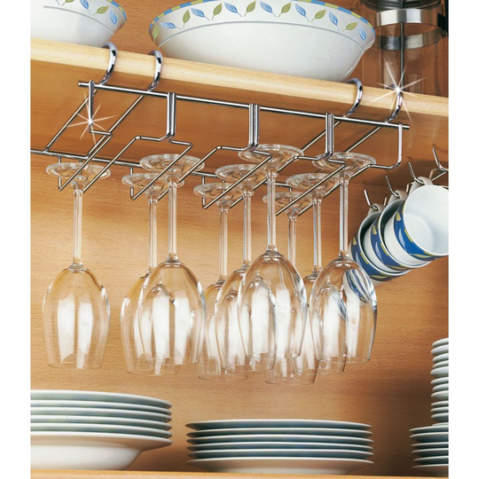 GEEZY Under Shelf Stemware Wine Glass Holder Storage Rack Hanger Stainless Steel
